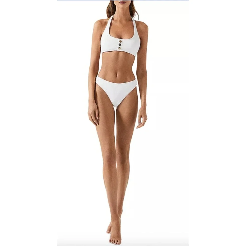 REISS Iris Bathing Suit Top Size 10 NEW Bikini Swim Swimwear White $90